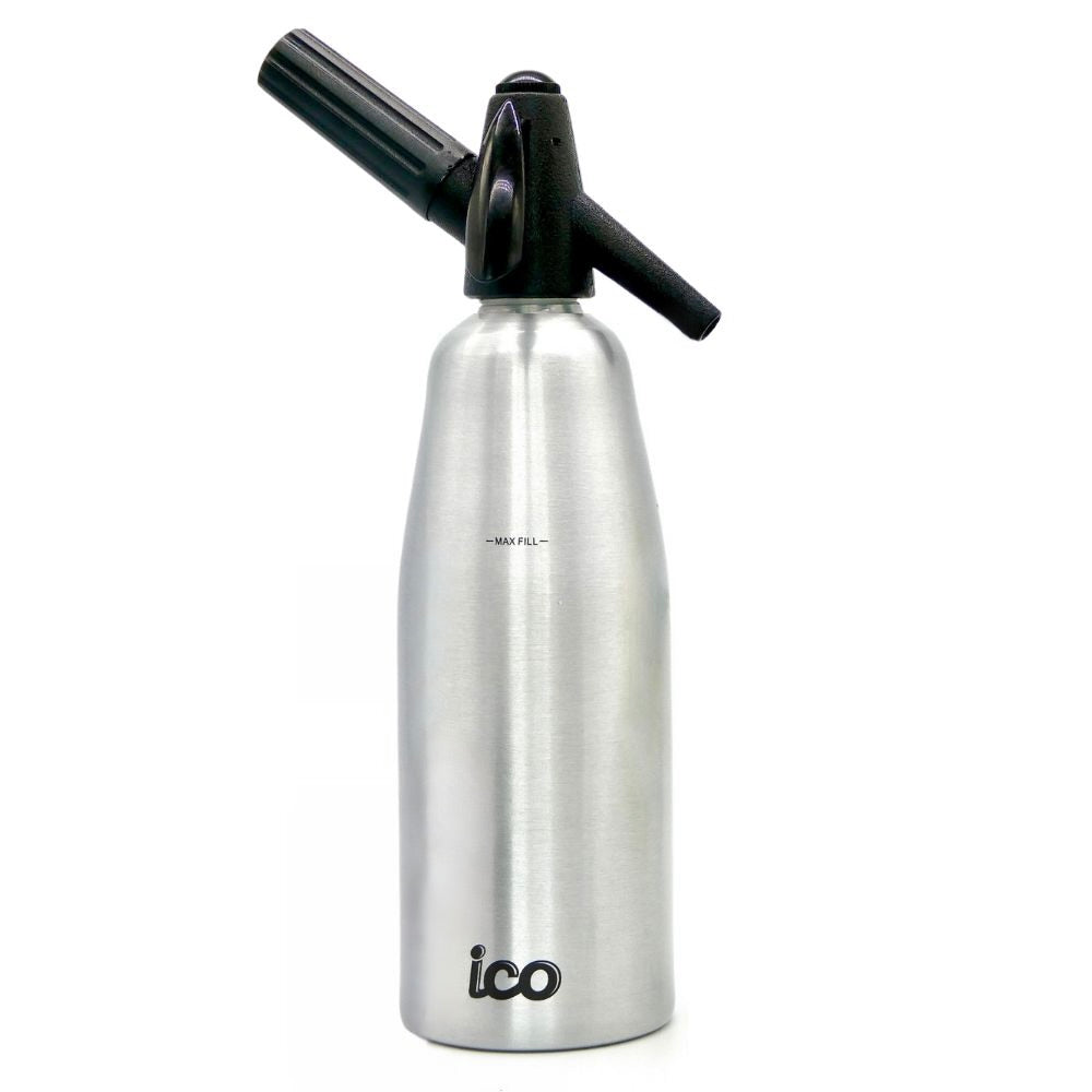 ICO Soda Siphon, Sparkling Water Maker, Soda Maker, Carbonated Water Machine, 1L with 10 Chargers