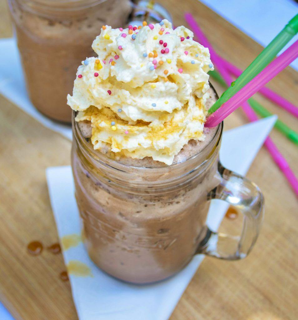 Frozen Milk Chocolate with Salted Caramel Whipped Cream