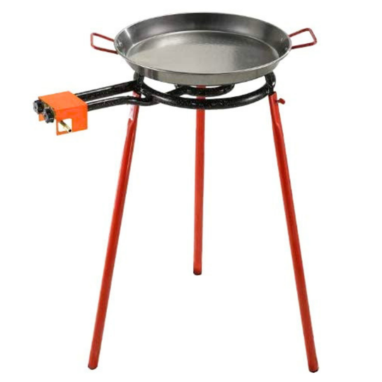 ICO by PAELO Mediterraneo 16" Paella Pan Set with 14" Dual-Ring Gas Burner & 30" Reinforced Stand | Authentic Garcima, Made in Spain | Serves 10