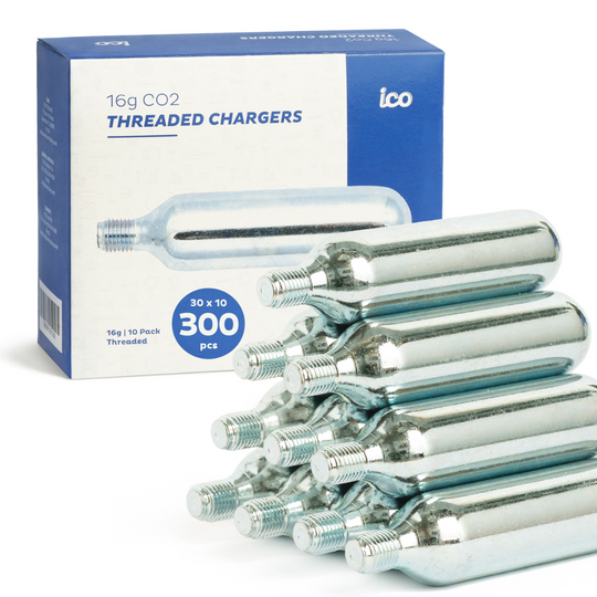 ICO 16g CO2 Cartridge Carbon Dioxide Gas for Bike Tire Inflator and Beer, Food Grade THREADED
