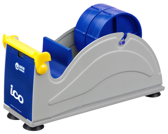 ICO_ET-12271 industrial steel desktop tape dispenser with safety blade guard and dual roll cores