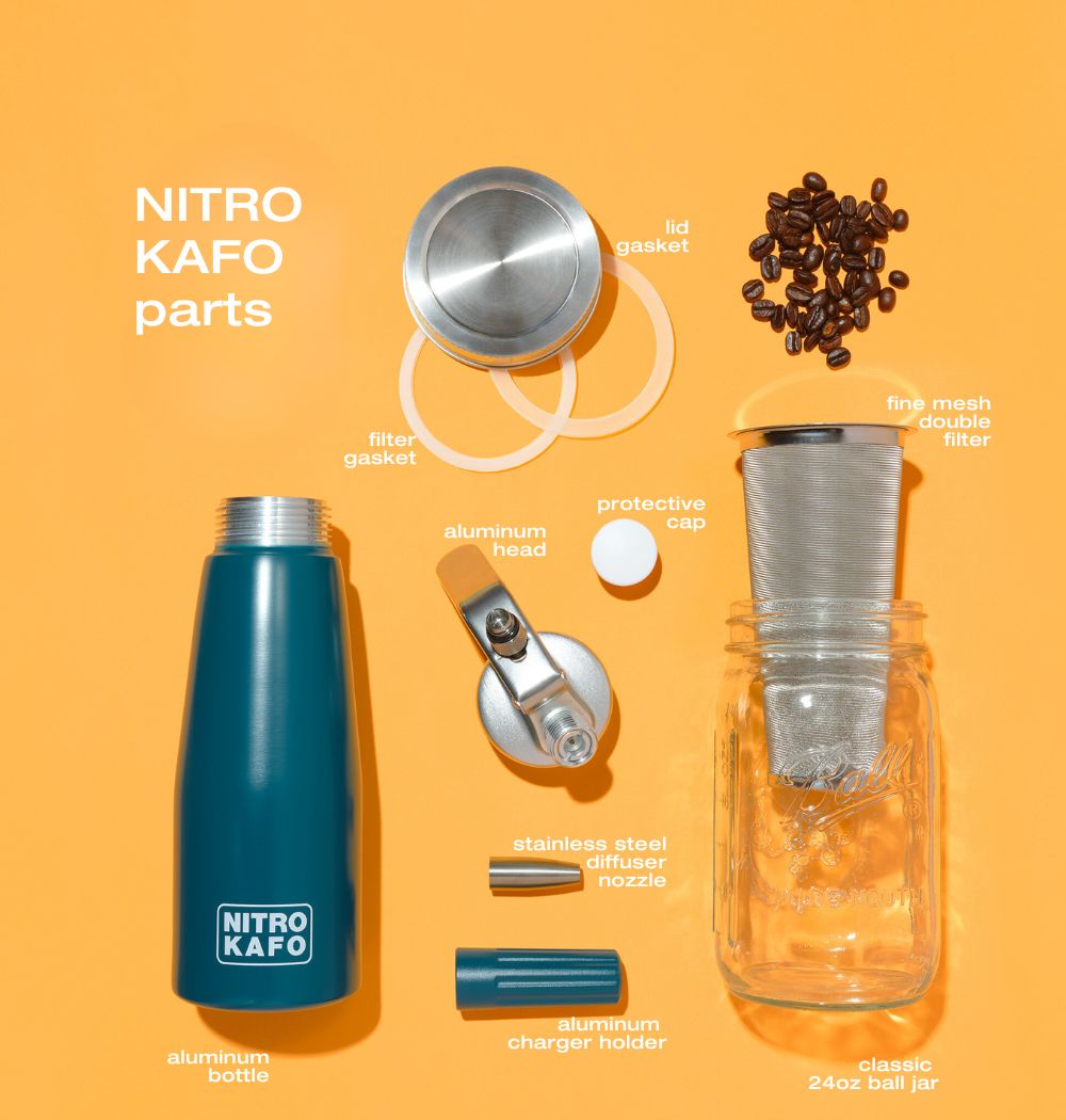 Impeccable Culinary Objects (ICO) Nitro KAFO 1L Nitro Coffee Maker, Aluminum Nitro Cold Brew Coffee Maker with Special Nitro Diffuser Nozzle & Cold