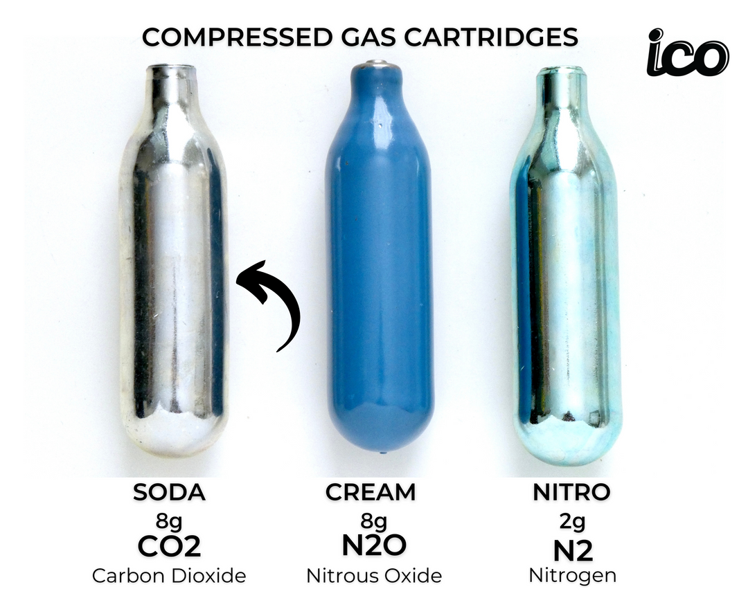 ICO 8g CO2 Soda Chargers, 10 count
