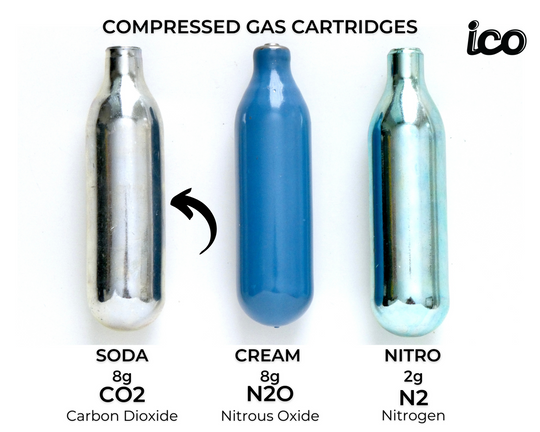 ICO 8g CO2 Soda Chargers, 10 count