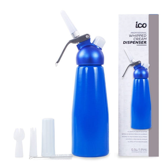 ICO Blue Aluminum Whipped Cream Maker Dispenser (1 Pint/0.5L)
