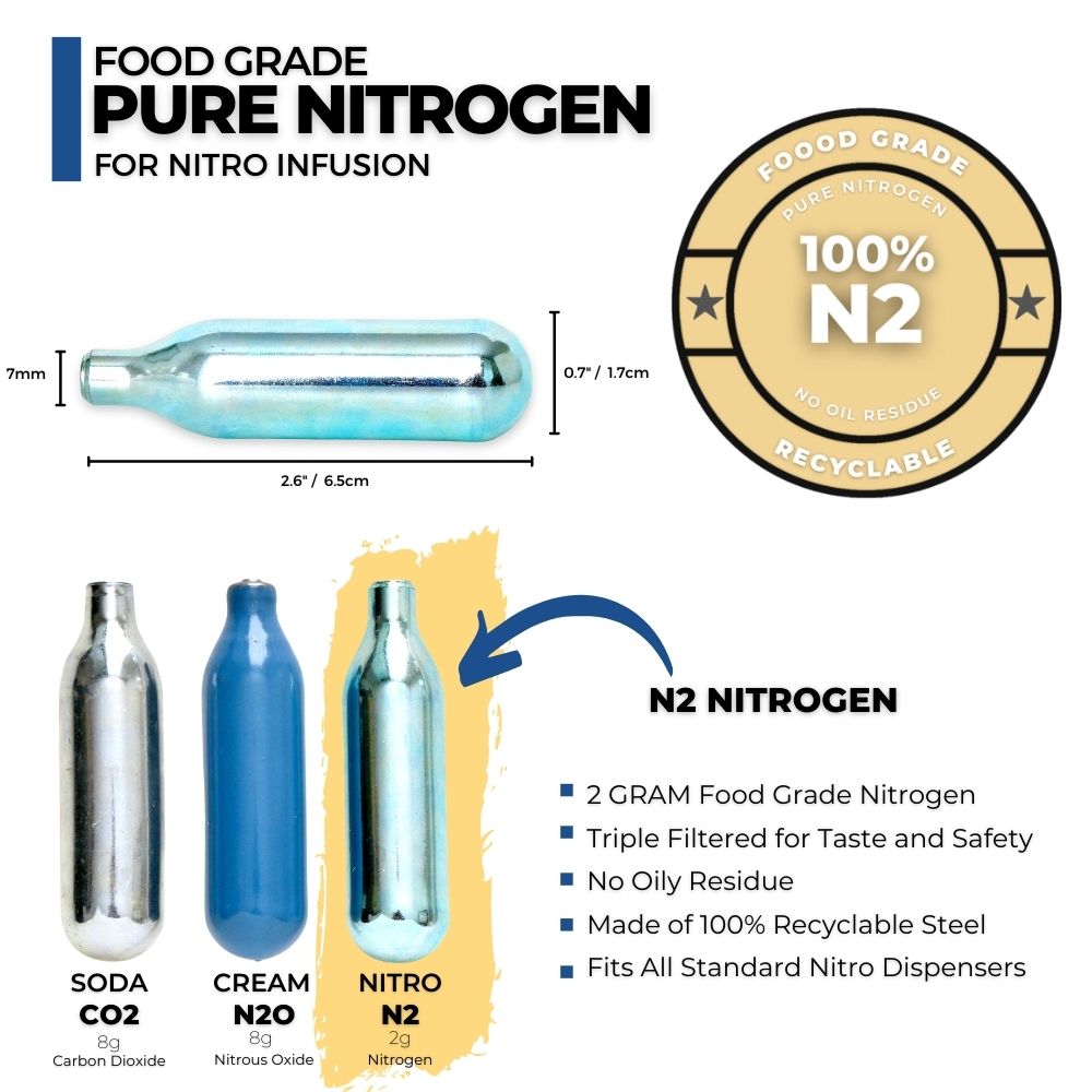  Royal Brew 10 Pack Nitrogen Chargers for Nitro Cold Brew Coffee  Makers - N2 Cartridges - Works With All Royal Brew Nitro Coffee Systems :  Home & Kitchen