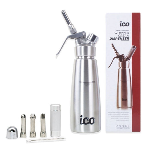 ICO Professional All Stainless Steel Whipped Cream Dispenser (1 Pint/0.5L)