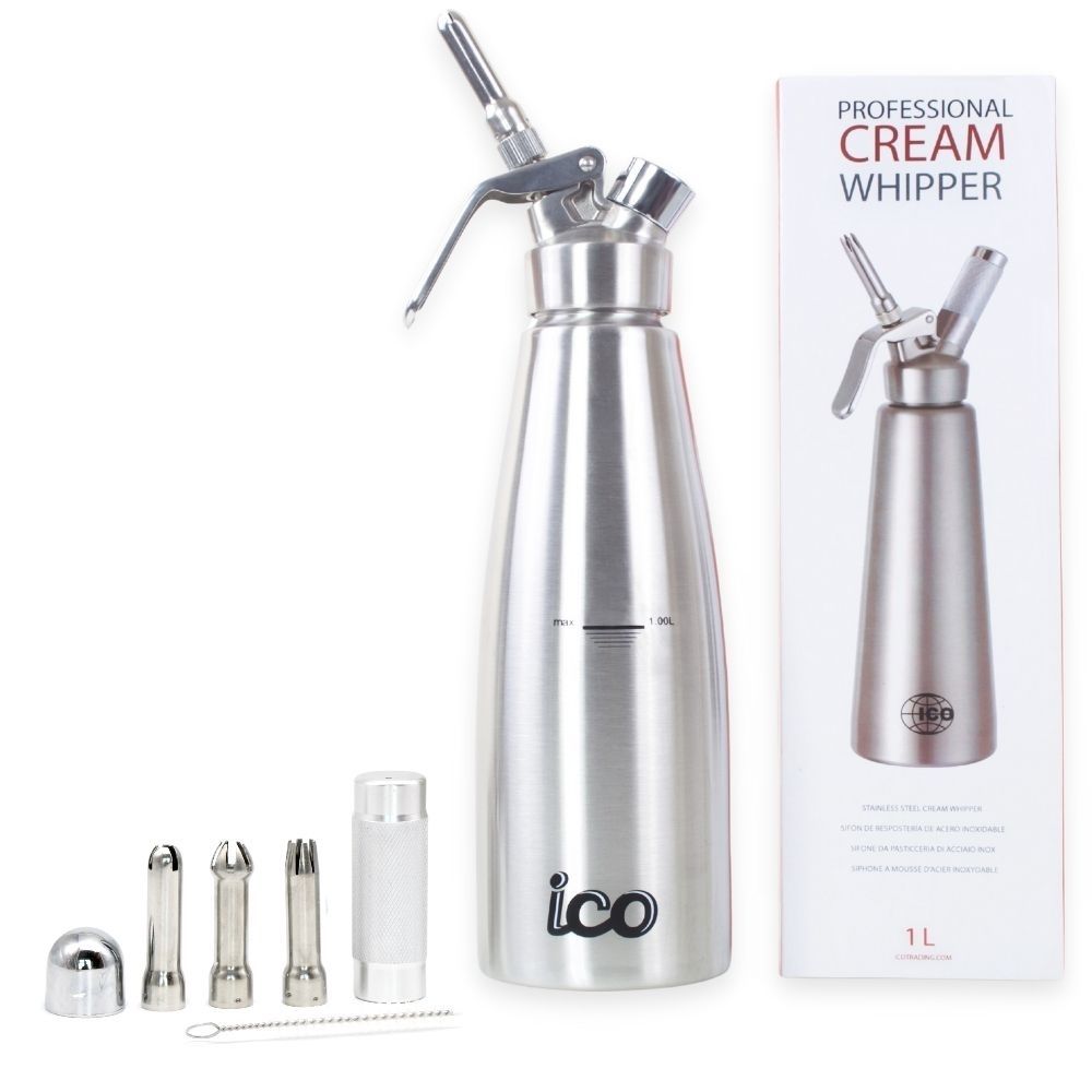 ICO Professional Stainless Steel Whipped Cream Dispenser (1 Quart/ 1L)