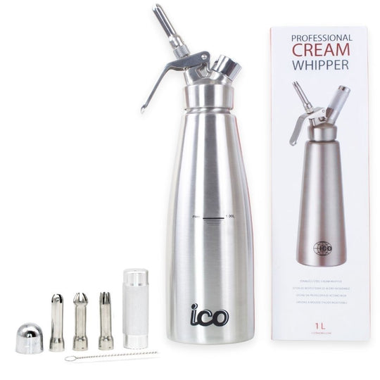 ICO Professional Stainless Steel Whipped Cream Dispenser (1 Quart/ 1L)