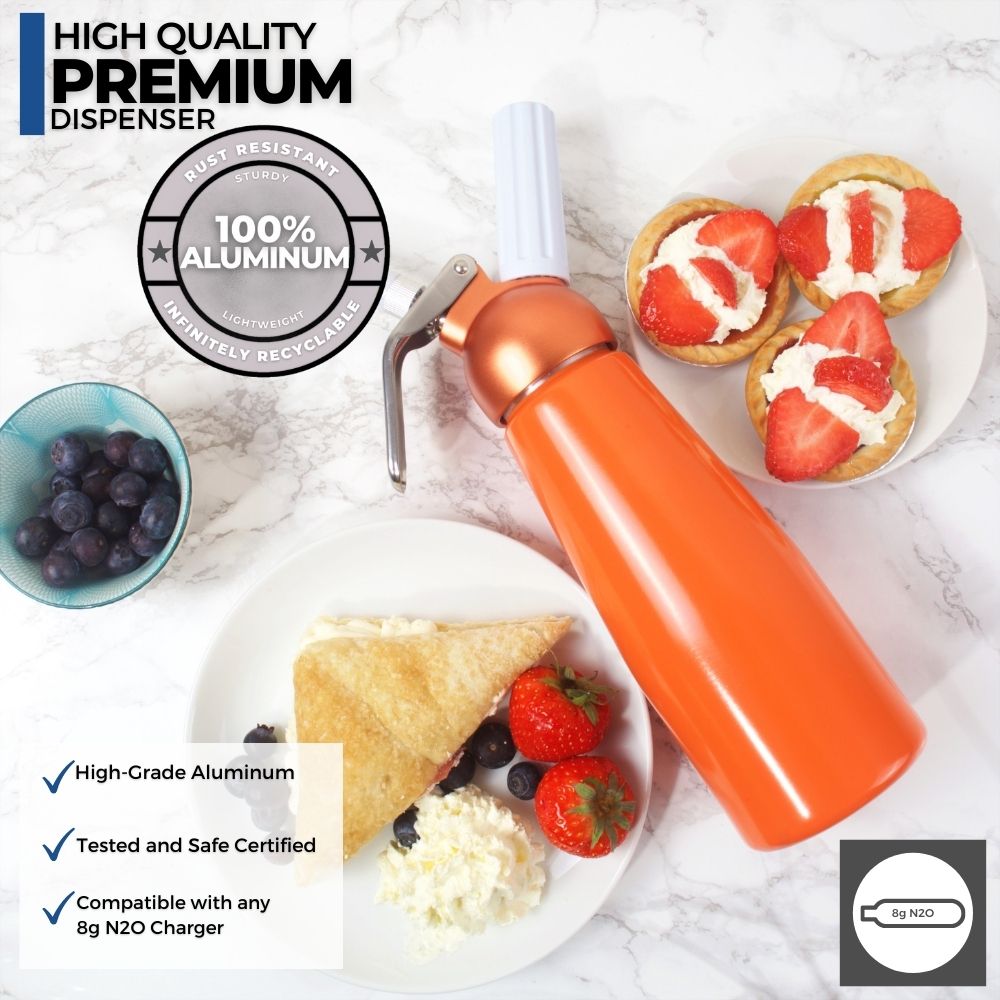 ICO Orange Aluminum Whipped Cream Maker Dispenser (1 Pint/0.5L)