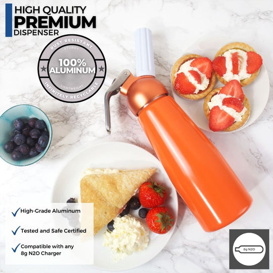 ICO Orange Aluminum Whipped Cream Maker Dispenser (1 Pint/0.5L)