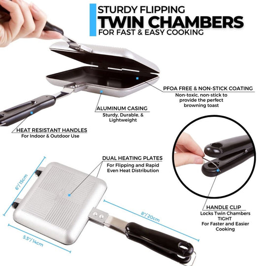 ICO Sandwich Toaster, Camping Sandwich Maker for Stovetop or Outdoors.