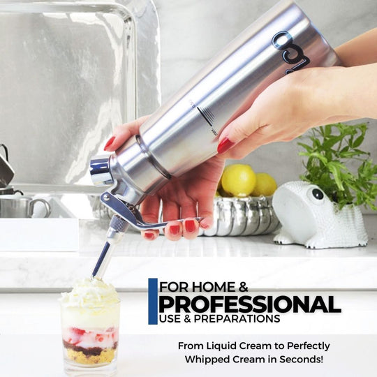 ICO Professional All Stainless Steel Whipped Cream Dispenser (1 Pint/0.5L)