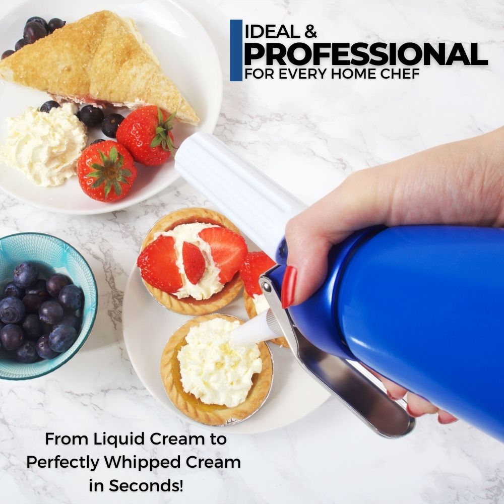 ICO Blue Aluminum Whipped Cream Maker Dispenser (1 Pint/0.5L)