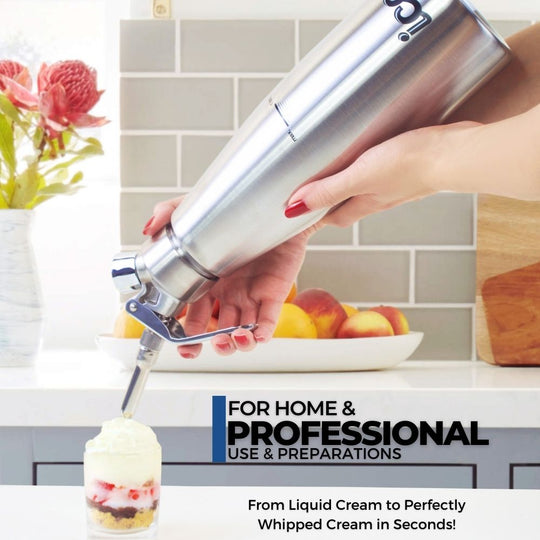 ICO Professional All Stainless Steel Whipped Cream Maker Dispenser (1 Quart/ 1L)