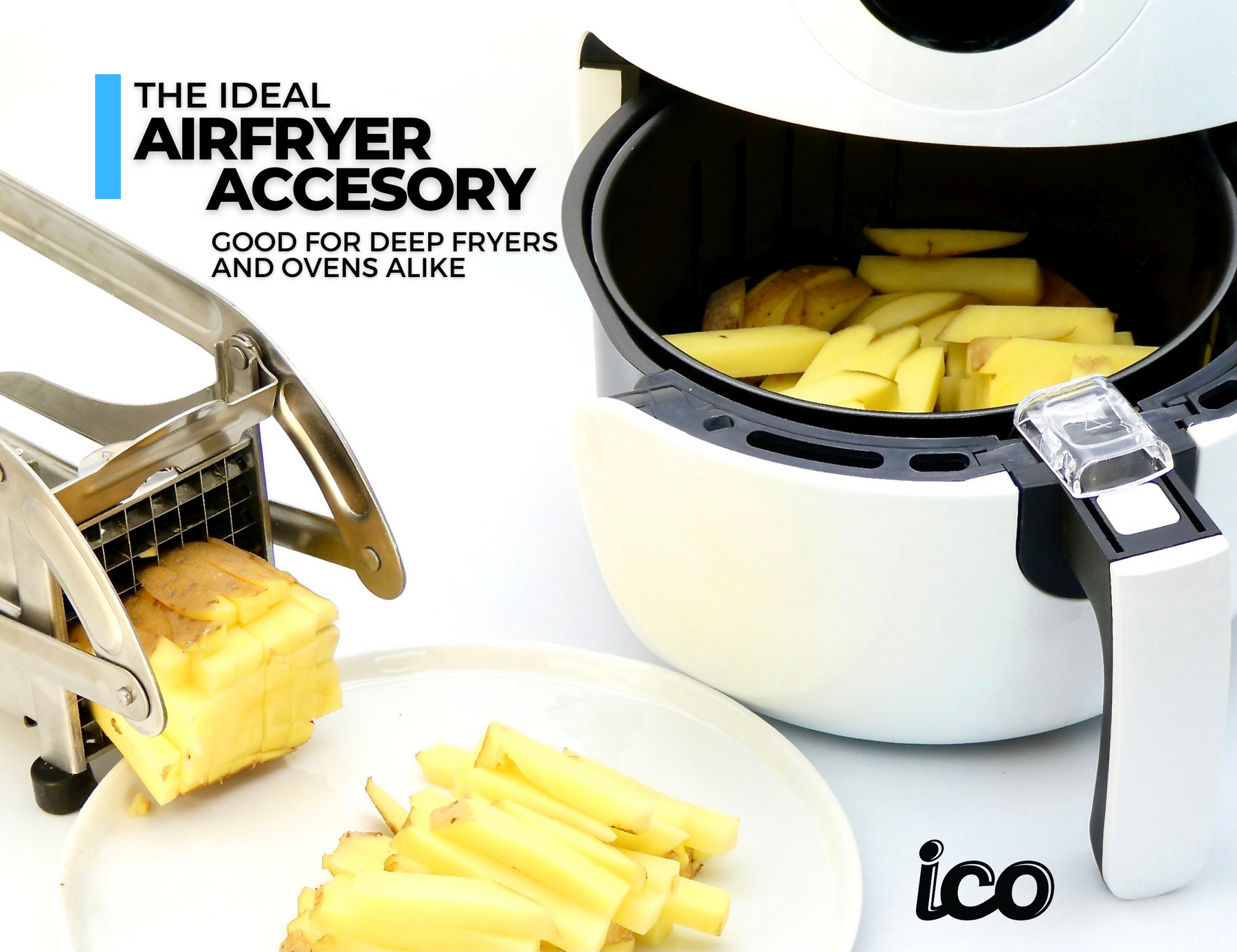 ICO 4-Blade Steel Vegetable Spiralizer Slicer and Curly Fry Cutter