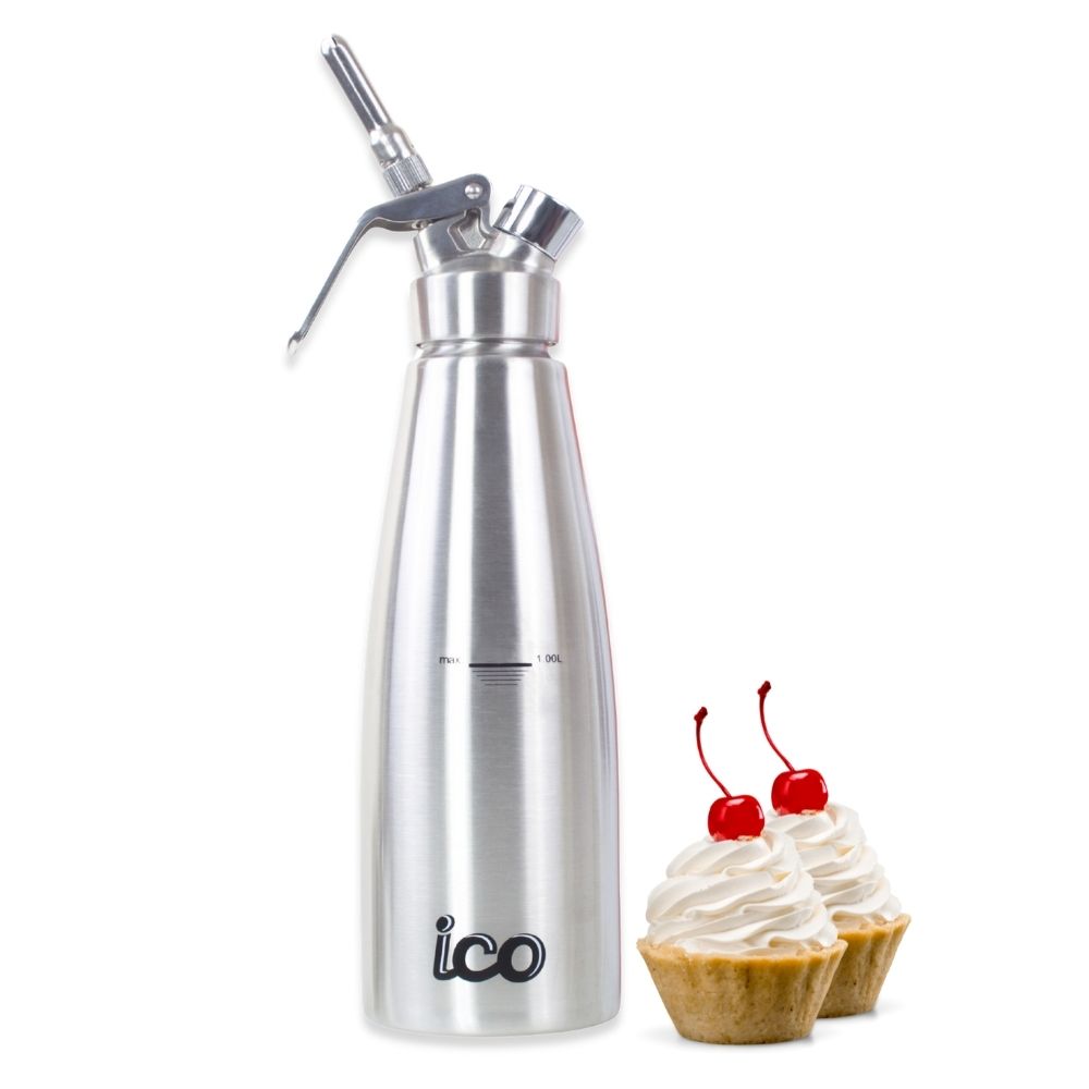 ICO Professional All Stainless Steel Whipped Cream Maker Dispenser (1 Quart/ 1L)