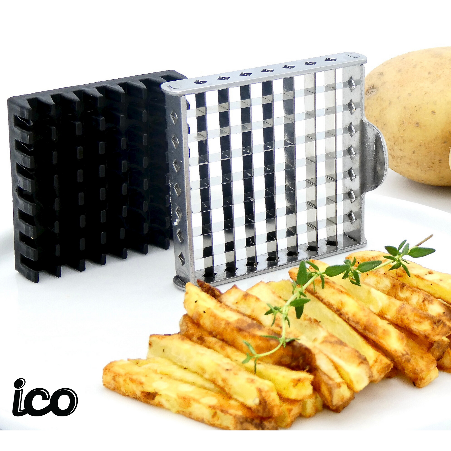 ICO Potato Cutter and Vegetable Dicer with Stainless Steel Blade & Handle