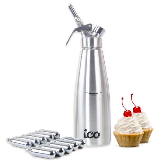 ICO Professional All Stainless Steel Whipped Cream Maker Dispenser (1 Quart/ 1L)