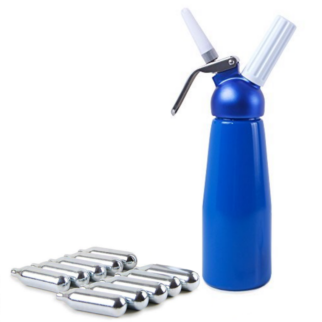 ICO Blue Aluminum Whipped Cream Maker Dispenser (1 Pint/0.5L)