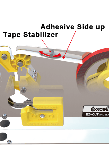 Excell ET-606STK EZ-CUT™ Bag Sealer: 12mm Wide and 3" Core, Stainless Steel