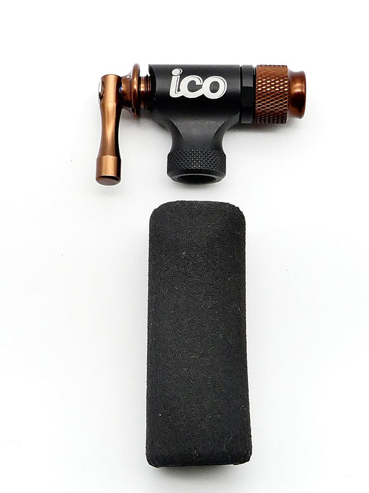 ICO CO2 Inflator For Bike Tires + Insulated Sleeve For Presta And Schrader Valves