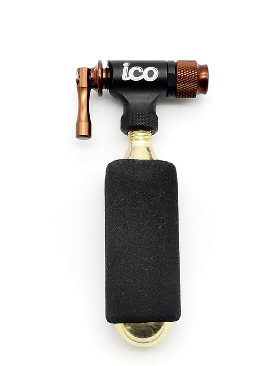 ICO CO2 Inflator For Bike Tires + Insulated Sleeve For Presta And Schrader Valves